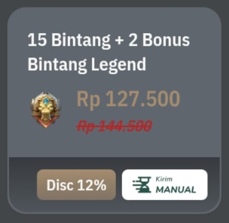 Promo Mobile Legend Pasti Untung 15 Bintang + 2 Bonus Bintang Legend Super Murah
