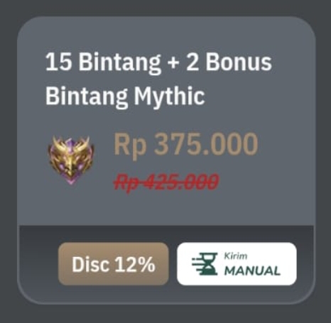 Promo Mobile Legend Pasti Untung 15 Bintang + 2 Bonus Bintang Mythic Super Murah