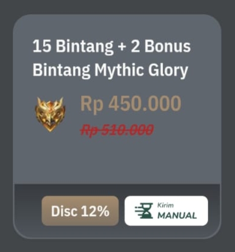 Promo Mobile Legend Pasti Untung 15 Bintang + 2 Bonus Bintang Mythic Glory Super Murah
